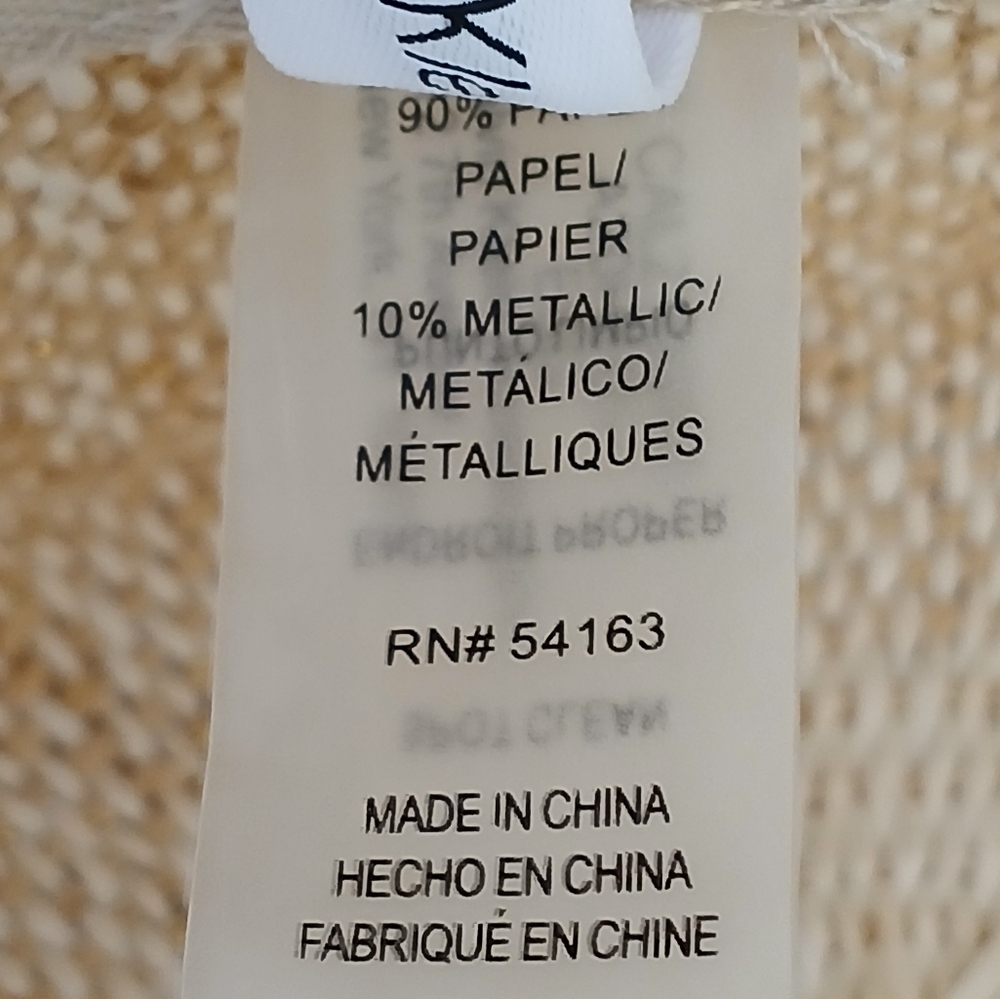 Natural Woven Straw  Paper Mettallic Wide Brim Hat - Picture 7 of 11